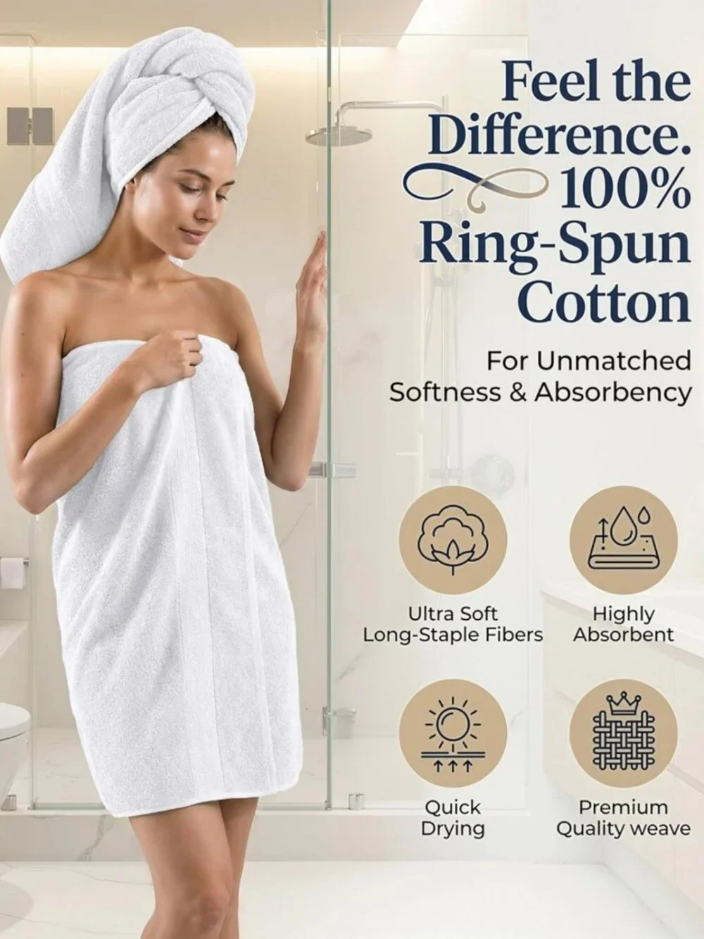 Soft Absorbent 100% Cotton Bath Towel Set - 24 Piece Luxury Linen Collection